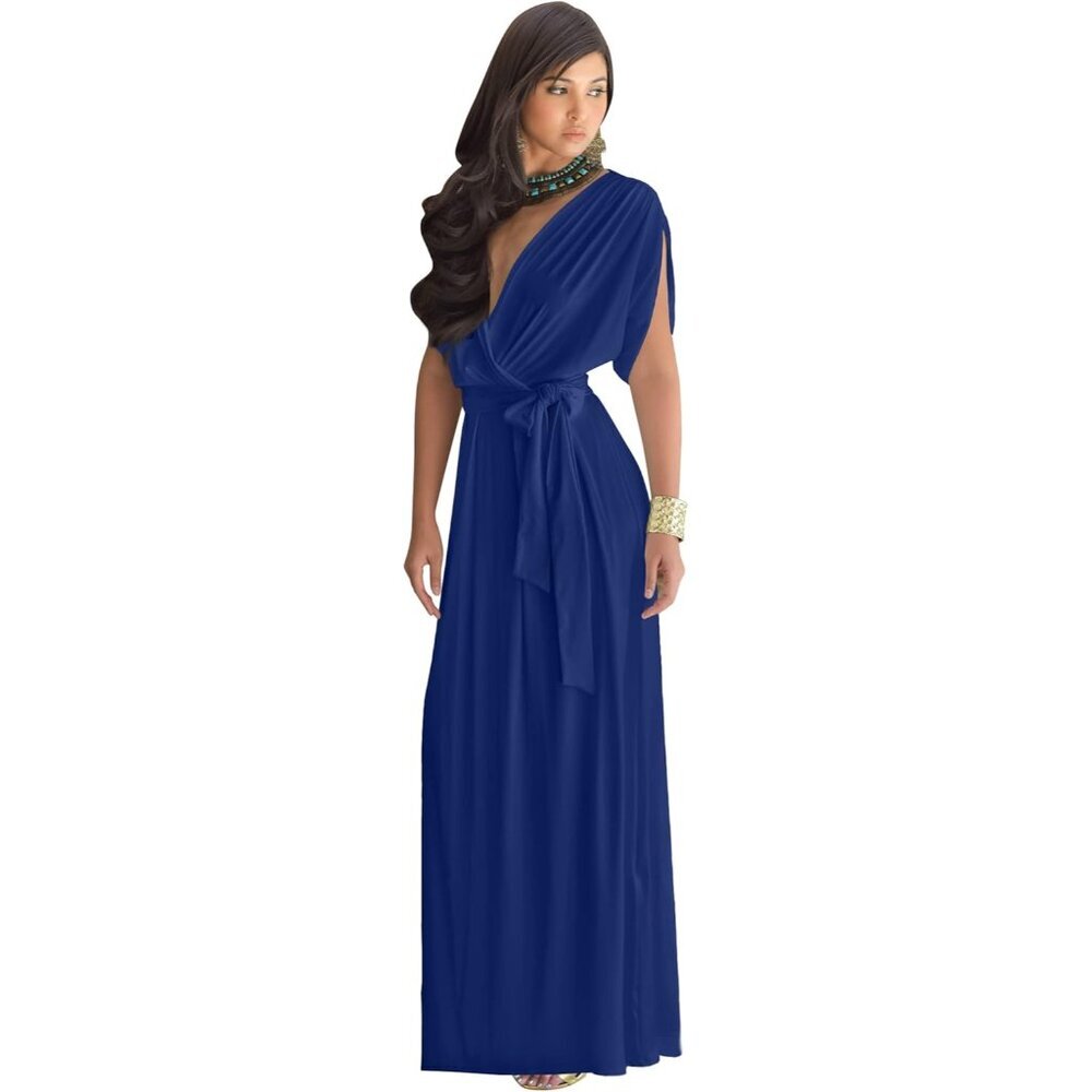 Womens Maxi Dress Plus Size V-Neck Floor Length Elegant Gown